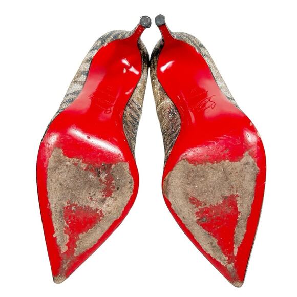 CHRISTIAN LOUBOUTIN Pigalle Follies Tiger Print Glitter Gold Platine - Picture 11 of 13